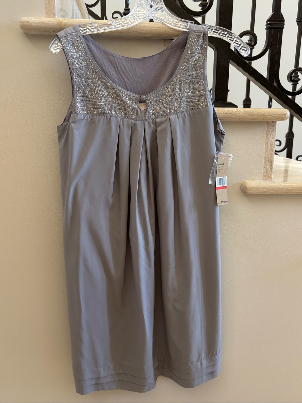 DKNY Taupe Sleeveless Embellished Nightdress